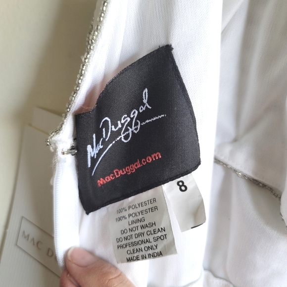 NWT Mac‎ Duggal, Sequin Spaghetti Strap Gown, Pearl, Size 8 -$498 - Picture 11 of 15